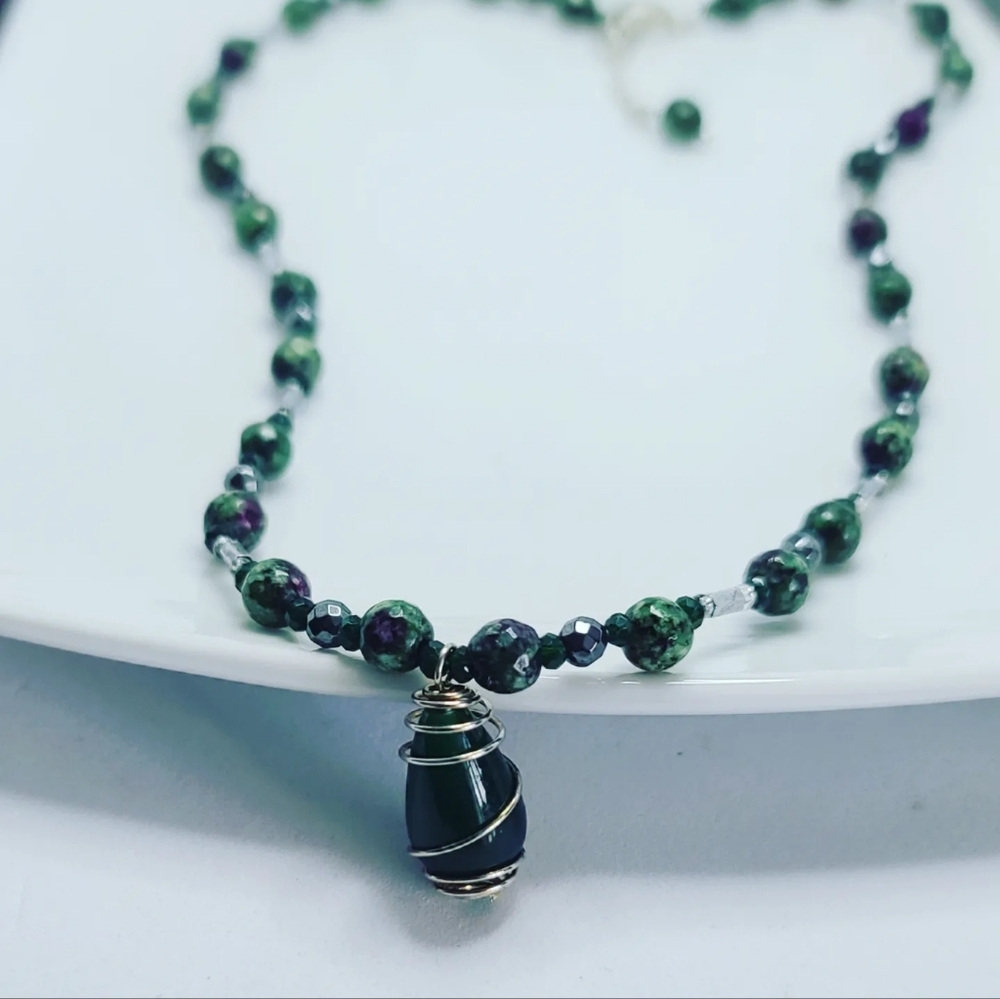 Ruby in zoisite necklace